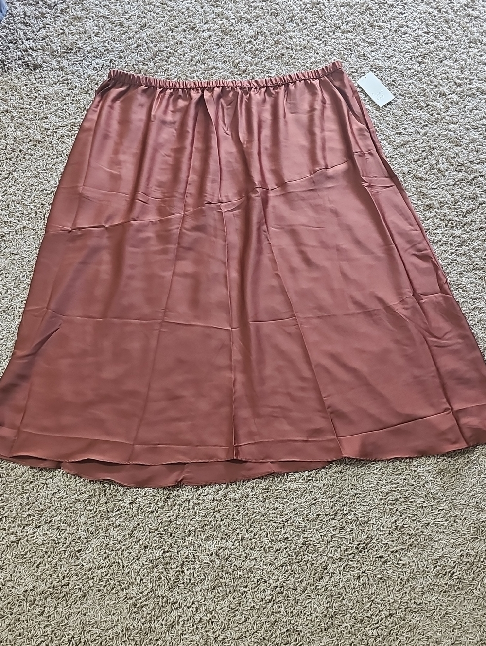 NWT A New Day Skirt Midi/Maxi Satiny Brown Pull On 3X Flowy - Picture 3 of 7
